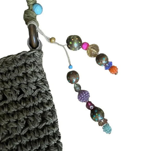 Cappelli Straword Beaded Crossbody Mini Purse Bag Natural Woven Straw - Picture 5 of 10